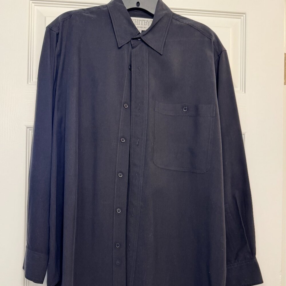 Washed silk long-sleeved blouse - black - women's medium